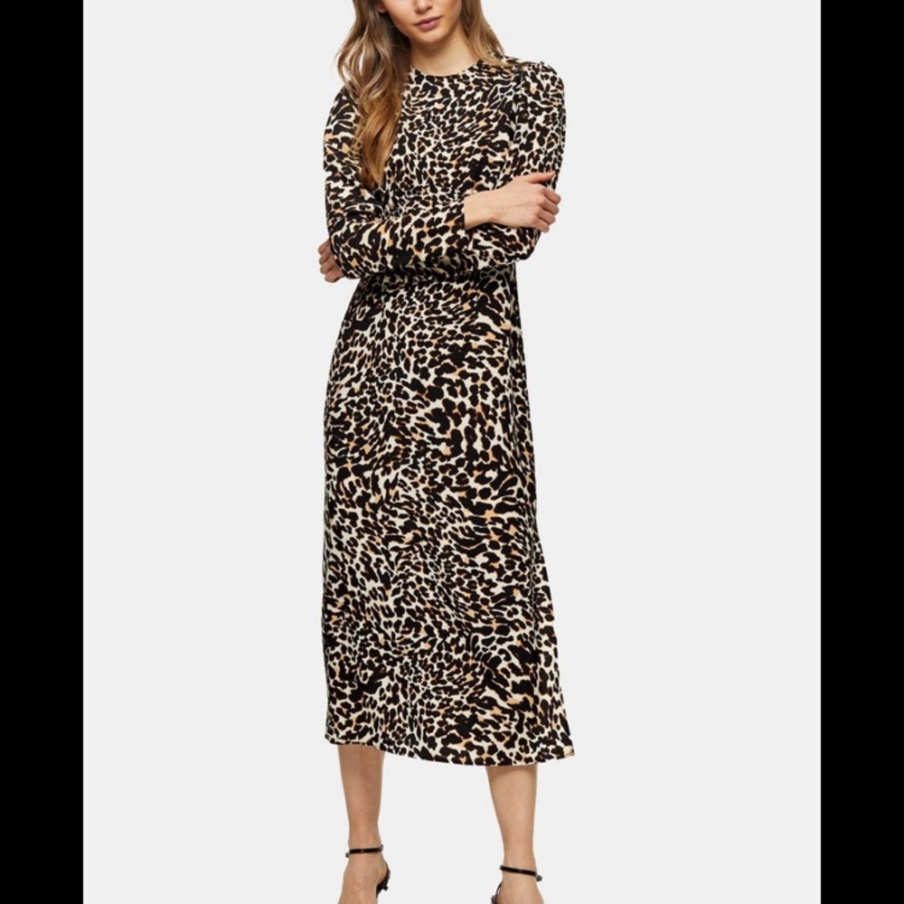 NEW | Topshop Leopard Open Back Midi Dress